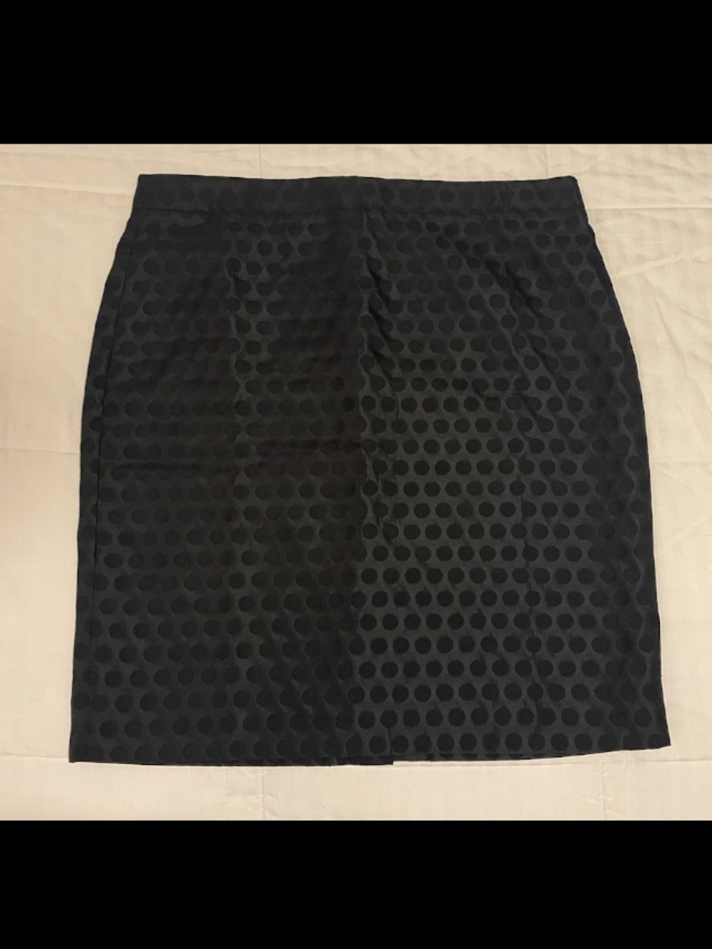 J.Crew The Pencil Skirt Black Sateen Polka Dot Knee Length Size 14 Career GUC